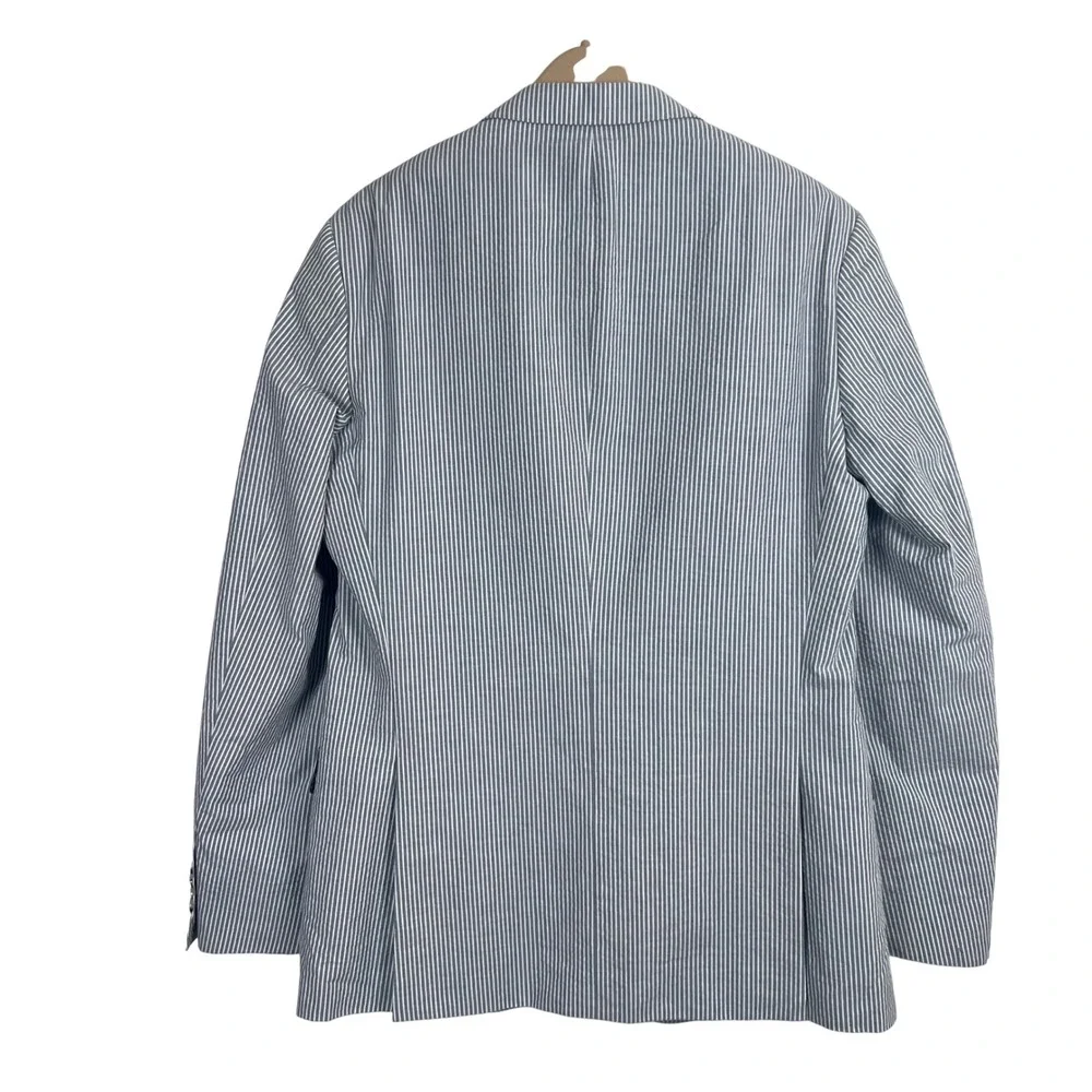 Hugo Boss Mens Hedge1 Gense1 Blue White Striped Cotton Blazer Sport Coat 40R